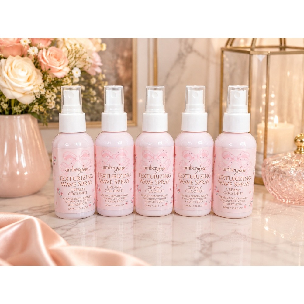 5 Pk Amber Glow Texturizing Wave Spray Creamy Coconut 3.38 oz